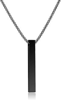 Bar Necklace For Men- Stainless Steel Black Gold Silver Chains For Mens Necklace Jewelry Gift
