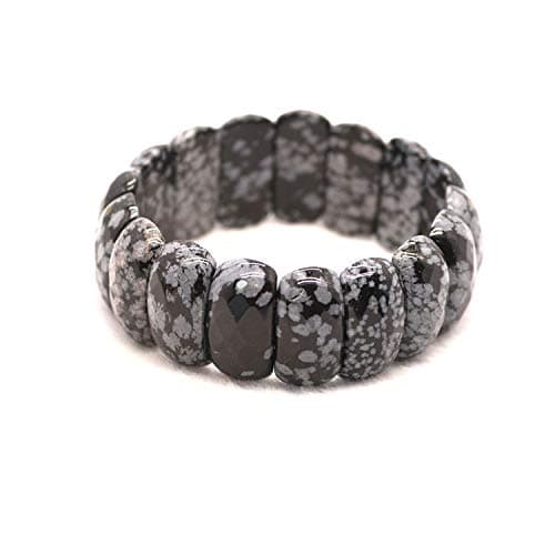 Natural gemstone Snowflake Obsidian stone stretch bracelet/bangle