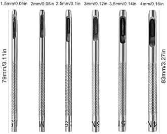 QUIUMES Leather Stitching Tool - 6pcs Punch Set (1.5mm-4mm) for Leather, Fabric, Canvas, Paper, Plastics