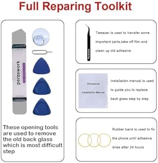 Perzework Rear Back Glass Replacement for Samsung Galaxy S20 Ultra 6.9 inches 5G with Reparing Toolkit and Pre-Installed Adhesive (Cosmic Blue)