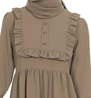 Muslim Closet� Abaya for Young Girls Age Below 14 Years | Kids Abaya with Ruffled Design over chest | Baby Girl Burqa Design (MC-KRFL001)