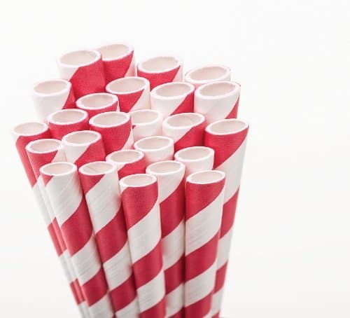 Aardvark 61520005 Paper Drinking Straw, 7/32" Diameter x 7-3/4" Length, Candy Apple Red Stripe (8 Boxes of 600)
