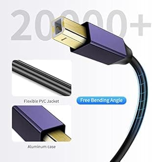 LDKCOK Active USB 2.0 Printer Cable 60ft - A-Male to B-Male High Speed Printer/Scanner/Repeater Cable for HP, Canon, Epson, Dell, Samsung etc