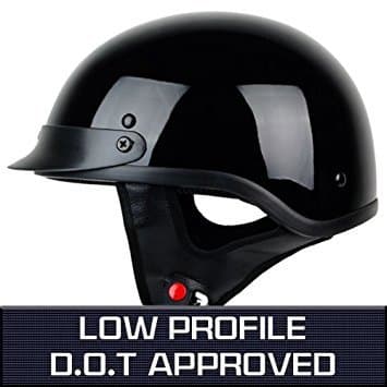 PGR B08 LOW PROFILE HARLEY STYLE DOT APPROVED MOTORCYCLE HALF HELMET CHOPPER CRUISER CUSTOM SHORTY SKID LIDS (Large, Gloss Black)