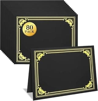 80 Packs Certificate Holders, Black Certificate Covers, Diploma Holders, Certificate Folders with Gold Foil Border for Letter Size 8.5" x 11" Certificates, Diploma, Documents, Award Cover