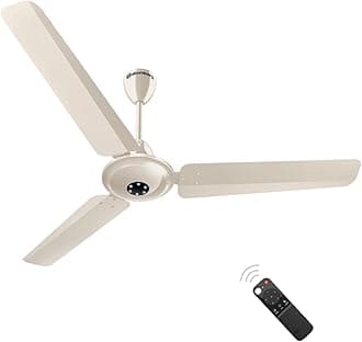 Efficio Alpha 1200mm BLDC Ceiling Fan with Remote Control | BEE 5 star Rated Energy Efficient Ceiling Fan | High Air Delivery with LED Indicators | 2 Year Warranty (Seasand Ivory)
