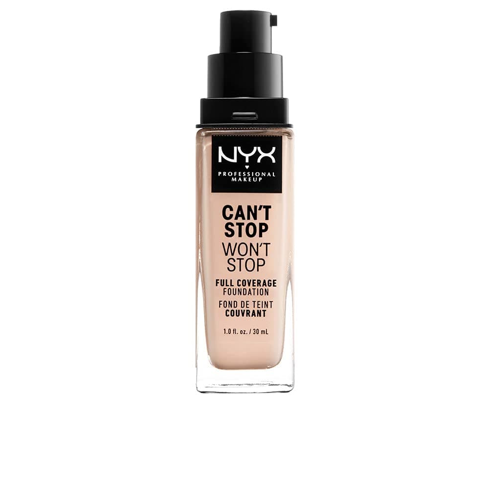 NYX Professional Makeup Can't Stop Won't Stop Full Coverage Foundation, Long Lasting, Waterproof, Vegan Formula, Matte Finish, Shade: Light porcelain