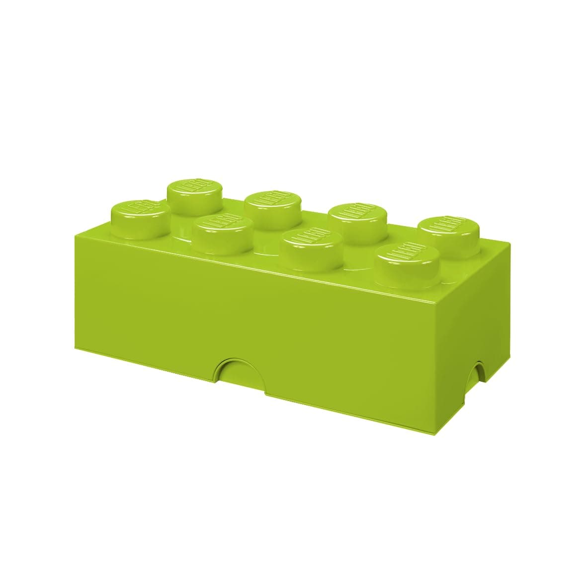 LEGO Storage Brick 8 Knobs YELLOWISH GREEN - Stackable Plastic Storage Box with Lid for Kids and Adults Desk Organizer and Toy Box - 12.1L Capacity