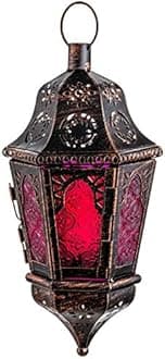 DECORKEY Lantern Decorative Indoor & Outdoor, 13.6’’ Moroccan Style Vintage D...