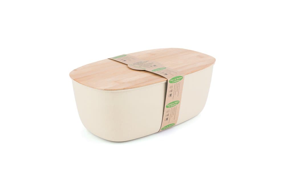 Fiber Bread Bin with Bamboo Board Lid, White