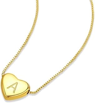 Dainty Initial Necklaces for Women | Heart Pendant Gifts for Women | Adjustable Size