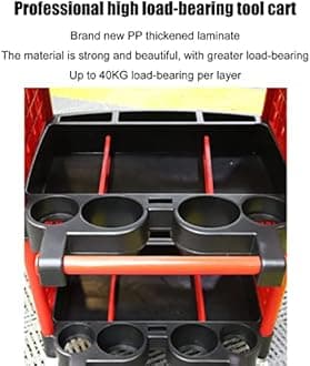 Doorhighpeak Rolling Utility Tool Car Wash Detail Trolley, 3 Shelf Mechanics Cart Organizer with Side Hanging Plate & Hooks, Industrial Service Cart Storage Shelving, for Garage/Warehouse/Repair Shop