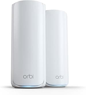 Orbi 770 Series Tri-Band WiFi 7 Mesh Network System (RBE772) - Router + 1 Satellite Extender, Security Features, Up to 11Gbps, Covers up to 5,500 sq.ft., 100 Devices, 2.5 Gig Internet Port