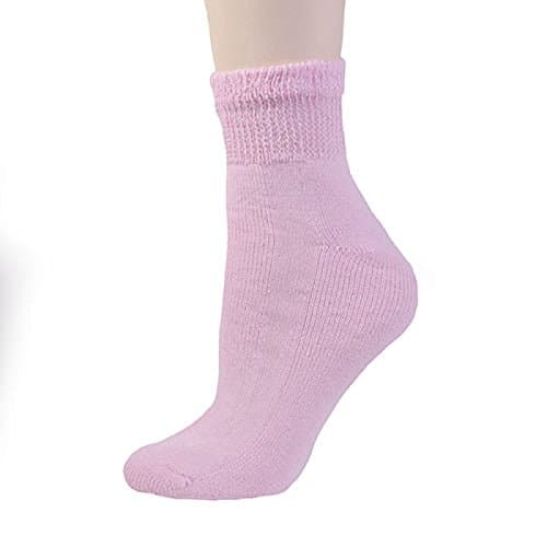 Comfortable Womens Short Diabetic Socks Pink 3-pack,Size:9-11