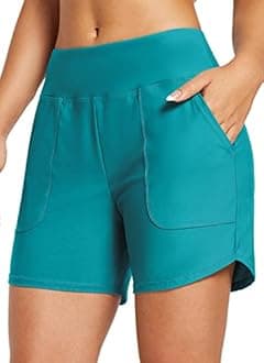 baleaf Swim Shorts Women 5" High Waisted Swimming Custome Bottoms Tummy Control Swimsuits Board Beach Shorts