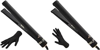 Hot Tools Black Gold Evolve Ionic Salon Hair Flat Iron Bundle with (1 in) and (1-1/4 in) Plates for Straightening and Styling