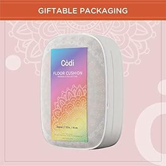 Codi Meditation Floor Pillows, Round Large Pillow Seating for Adults, Bohemian Mandala Circle Floor Cushion for Outdoor Fireplace Yoga Living Room, 32 Inch, Yellow Memory Foam Added