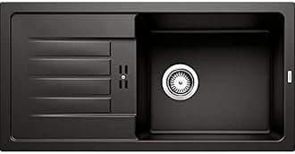 BLANCO Favum XL 6 S Granite Sink Made of Silgranit Black Installation Type: Installation from Top Reversible for 60 cm-Wide Base Cabinets Large Bowl Kitchen Sink 86 x 43.5 cm