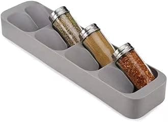 Spice Insert Drawer, 8 Grids Spice Rack Dining, Spice Storage for Kitchen | 39.5 x 10 x 4.8 cm | Grey