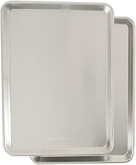 Nordic Ware 43105AMZ Natural Aluminum Commercial Baker's Half Sheet, 2 Pack, Silver