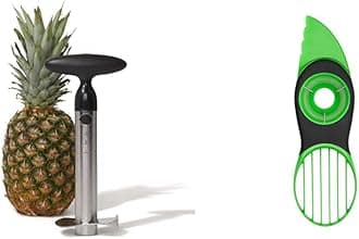 Good Grips Stainless Steel Pineapple Corer & Slicer + OXO Good Grips 3-in-1 Avocado Slicer - Green
