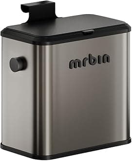 MRBIN Compost Bin with Lid and Inner Bucket, Stainless Steel 6L/1.6Gal Indoor Countertop Scrap Container, Metal Hanging Food Waste Recycler for Kitchen, Coffee Ground, Bathroom, Eclipse Grey