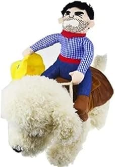 Halloween Cowboy Dog Cat Costume Clothes Novelty Funny Pets Party Cosplay Apparel Dog Riders Clothing (S(Chest:11.81"-15.74"))