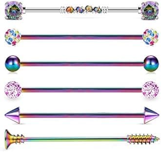 Industrial Barbell Industrial Earrings 14g Industrial Piercing Jewelry Surgical Stainless Steel Scaffold Piercings Arrow Turquoise Bar 38mm 35mm for Women Men