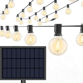 Solar String Lights Waterproof LED Indoor/Outdoor Hanging Umbrella Lights with G40 25 Bulbs - 27 Ft Patio Lights for Deckyard Tents Market Cafe Gazebo Porch Party Decor