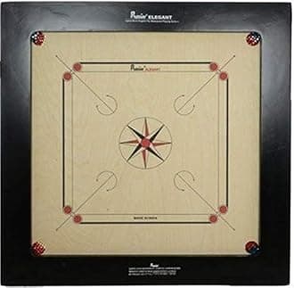 Precise Carrom Board Game Ply Wood with Coin, Striker & Powder Approved by Carrom Federation of India & International Carrom Federation - Jumbo 32mm
