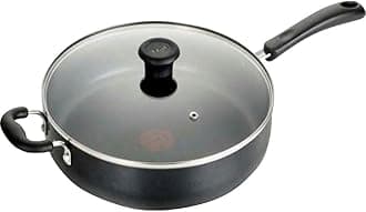 T-Fal Specialty Nonstick Saute Pan with Glass Lid 5 Quart, Oven Broiler Safe 350F, Cookware, Deep Frying Pan with Handle, Skillet, Kitchen, Pots and Pans, Dishwasher Safe, Black