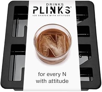 DrinksPlinks Letter N Ice Cube Mold - Custom Silicone Whiskey Ice Cubes Mold – Personalized Monogram N Large Tray for Cocktails & Initials Drinks - Big Bourbon Ice Cube Molds - Fun Customized Gifts