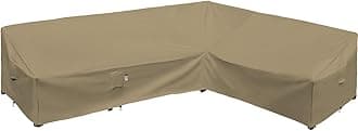Heavy Duty Outdoor Sectional Sofa Cover, 120"X90" L-Shaped Waterproof 600D Patio Furniture Covers, Lawn Patio Couch Protector(Desert Khaki, L-Shaped-Right Facing-120 x90)