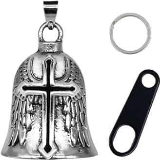 Canumer Motorcycle Bell Guardian Angel Motorcycle Accessories Spirit Bells for Good Luck Good Luck Keychain & Drive Safe Pendant Accessories For Bikers Riders Pets for Men Women Guard riding safety