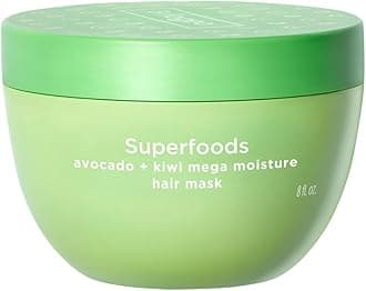 Superfoods Avocado + Kiwi Mega Moisture Mask, Protein-Free, Deep Hydration, Enhance Shine, Vegan, Phalate & Paraben-Free - 240ml