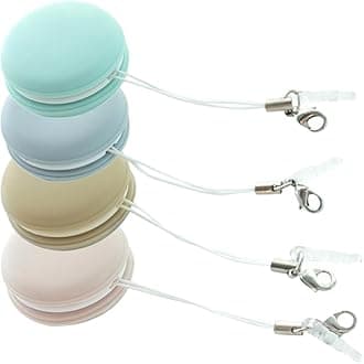 Healifty Pouch Microfiber Cleaning Cloth Macaron Shape - 4pcs Portable Lens & Screen Cleaner Cloth Keychain Mini Phone Screen Wiper Glasses Eyeglass Brush (Pink,Blue,Green,Khaki)