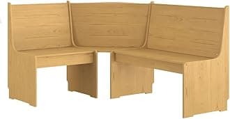 vidaXL Solid Wood Pine Corner Bench - Honey Brown, Backrest, Adaptable Left/Right Assembly, 151x118.5x85cm - Lounge/Dining Room Seating