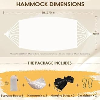 ANYOO Cotton Hammock Portable Camping Hammocks for Hanging Sturdy Garden Comfortable Fabric Hammock with Tree Straps Up to 660lbs with Travel Bag for Camping Outdoor/Indoor Patio Backyard