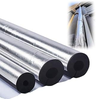 Outdoor Foam pipe insulation tubing, for On air conditioning lines on Heat Pump, Insulated tubes prevent heat loss, ID 22mm (7/8")-165mm (6-1/2") aluminum foil Foam Tubing(34mm(ID) x20mm)