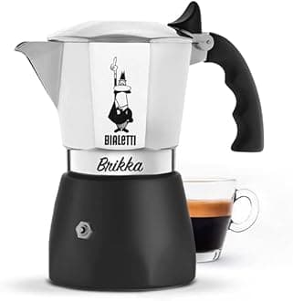 New Brikka, Moka Pot, the Only Stovetop Coffee Maker Capable of Producing a Crema-Rich Espresso, 2 Cups (3.38 Oz), Aluminum and Black