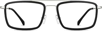 LENSKART AIR Signia (Durable, Flexible and Light-Weight) Zero Power Bluecut and Antiglare Computer Eyeglasses | Silver Black Rectangular Full Rim | For Men and Women | Large | LA E11289