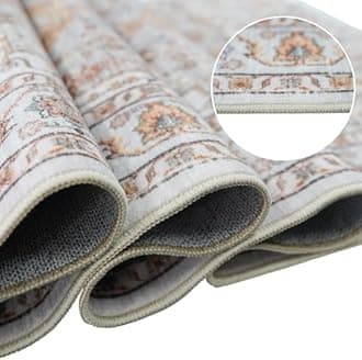 Washable Hallway Runner Rug 2x10: Non Slip Runner Rugs with Rubber Backing Soft Kitchen Rug Farmhouse Distressed Carpet Runner for Living Room Bedroom Bathroom (Turmeric/Grey, 2X10)