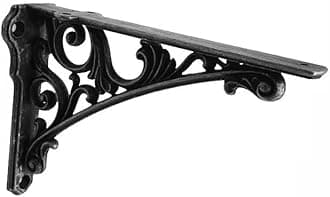 Decorative Shelf Bracket 6 inch, Rustic Black Iron Brackets for Shelving, Heavy Duty Vintage, DIY Projects, Hardware Included, 4 Pack, 5.9x4.17x1.73 inch,Baroque Style