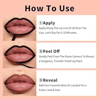 KIMUSE 5Pcs Peel Off Lip Stain, Lip Liner Stain Long Lasting, Waterproof, Transfer-Proof, Highly Pigmented Color Lip Tint Stain Set, Matte Finish