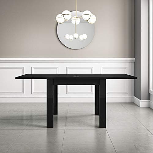 Vivienne Black High Gloss Dining Table Flip Top
