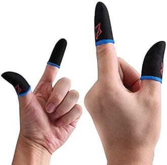 Gaming Finger Sleeves for Mobile Game Controllers Anti-Sweat Breathable Seamless Thumb Finger Sleeve for League of Legend, PUBG, Rules of Survival, Knives Out-Blue-(1 Pair)