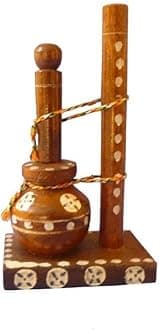 Traditional Wooden Matki Bansuri Set | Decorative Kanha Showpiece for Pooja & Gift