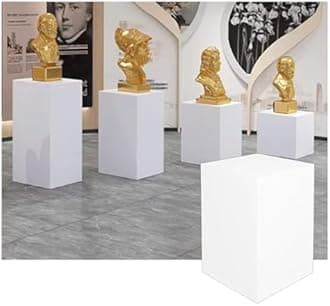 Square Pedestal Stands, Cube Pillars Event Decoration, Props Stand Base For Wedding Sculpture Dessert Table Showing, Strong Load-Bearing(White,30x30x50cm)