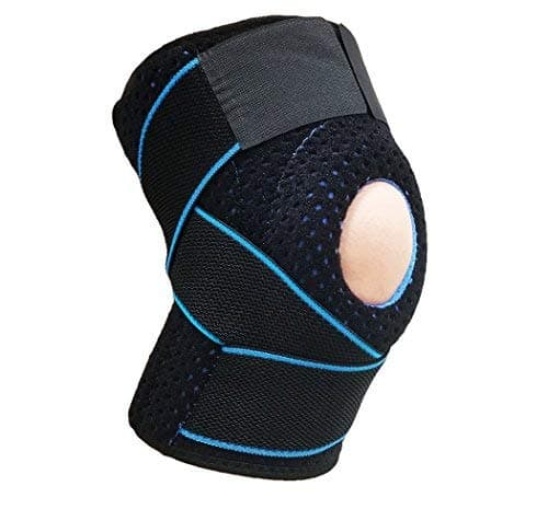 AOHAN Knee Supports Brace Knee Sleeves Compression Wraps Cold Shoulder Gear Adjustable Bandage for Sports Running Climbing Riding Basketball Badminton Men Women (Blue)