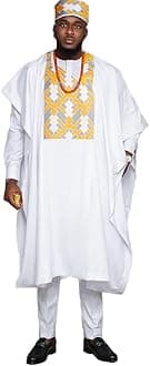 HDAfrican Man Clothing Agbada Attire Embroidery Boubou Caftan 3 Pieces Outfit for Man Long Sleeves